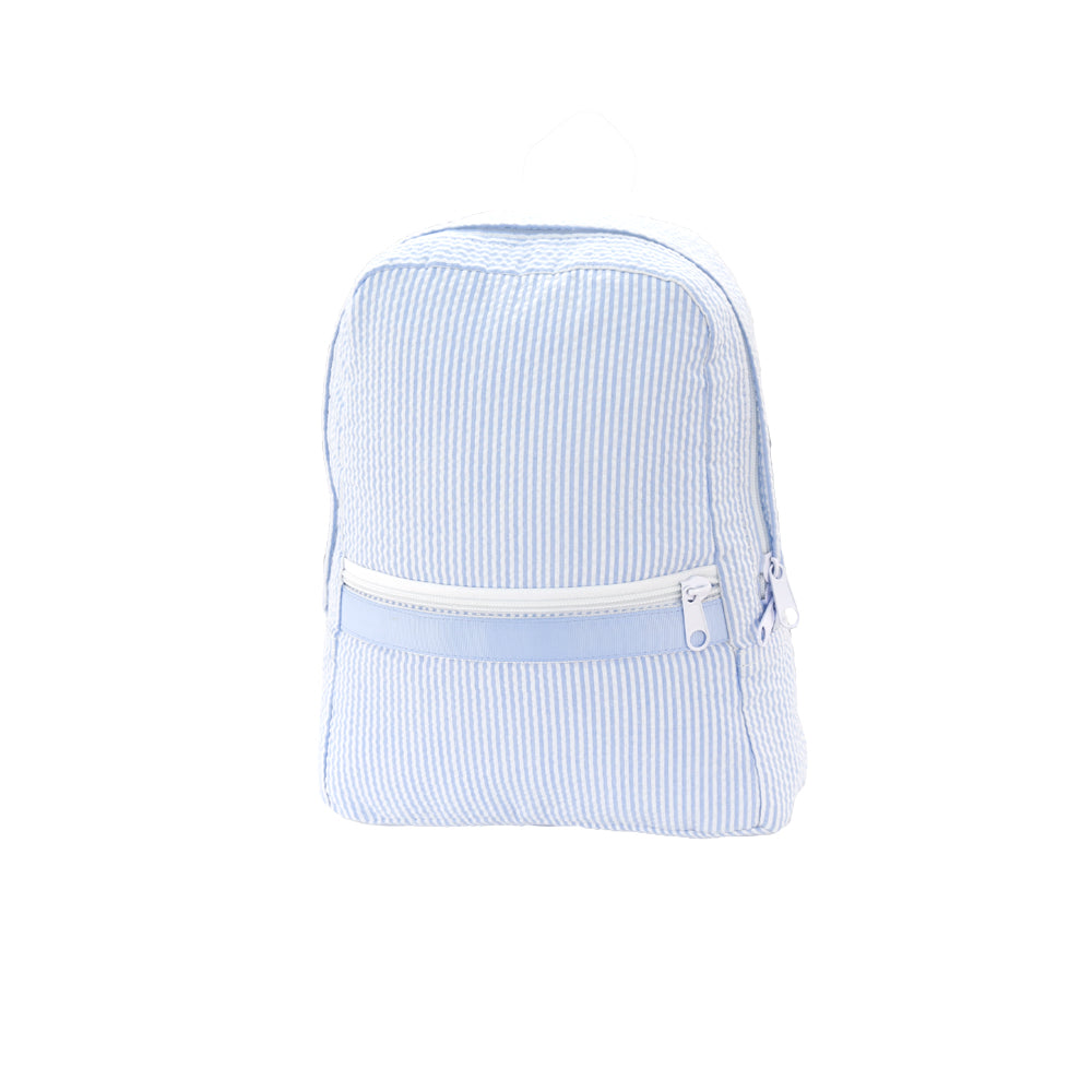 Light Blue Seersucker Monogram Preschool Backpack ~ Monogram Toddler Backpack