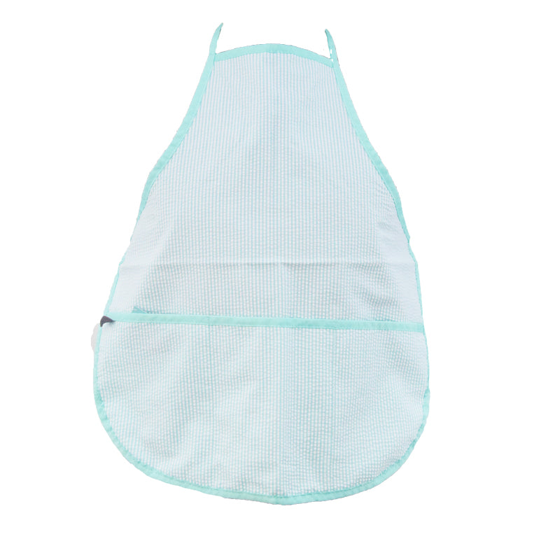 Kids Monogram Apron - Mint Seersucker