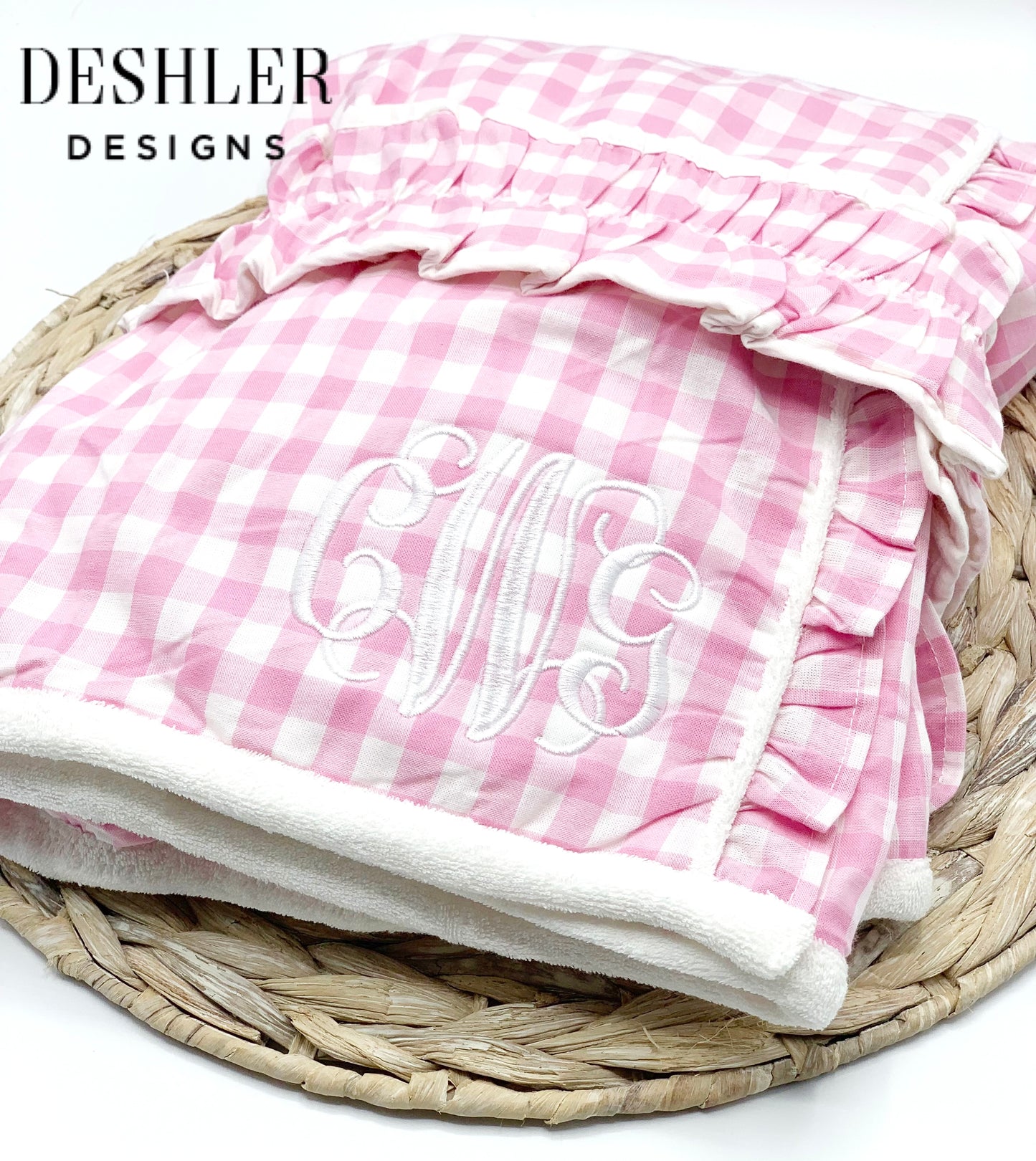 Monogrammed Seersucker Spa Wraps - Navy, White, Pink