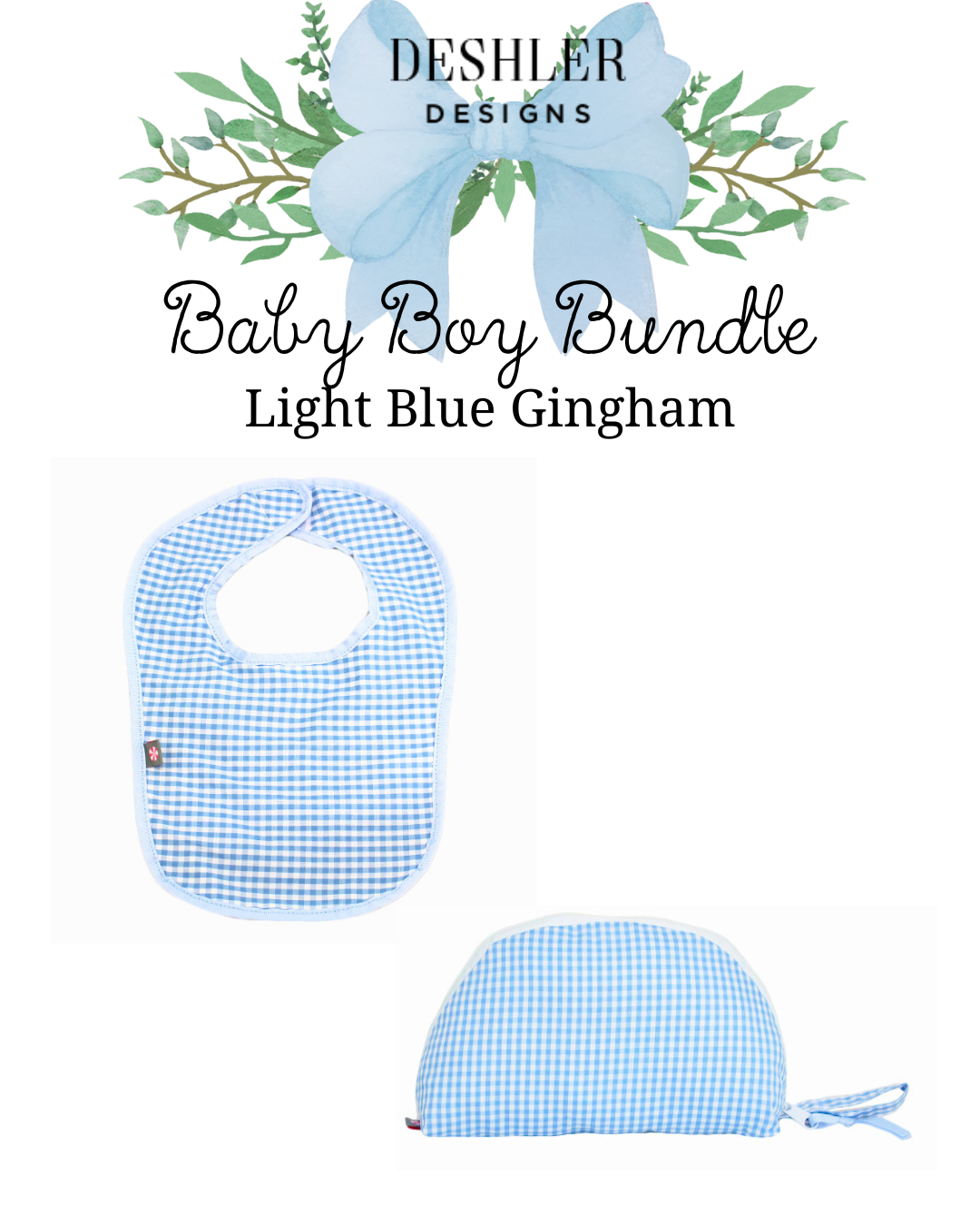 2 piece Baby Boy Bundle: Light Blue Gingham