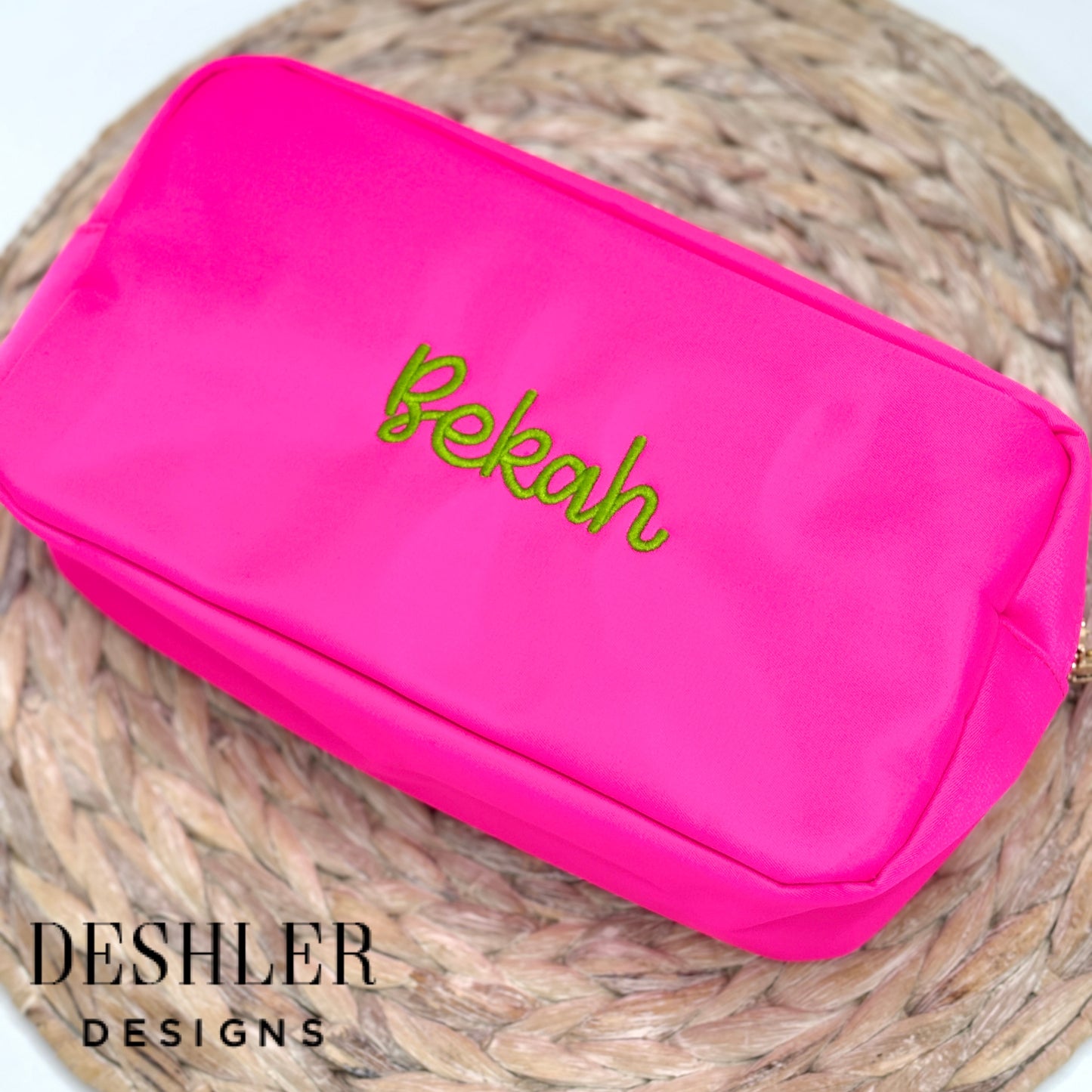 Solid Nylon Monogram Cosmetic Bags