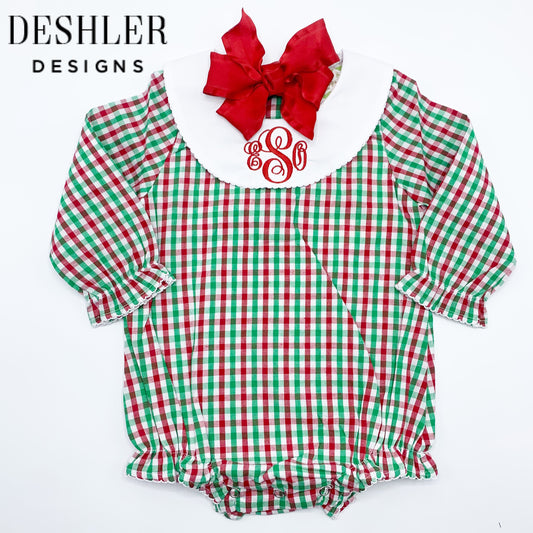 Baby Girls Plaid Christmas outfit ~ Girls Christmas Bishop Bubble