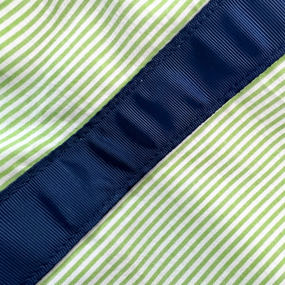 Grasshopper Seersucker Medium Duffel Bag - Green Seersucker with Navy Accents