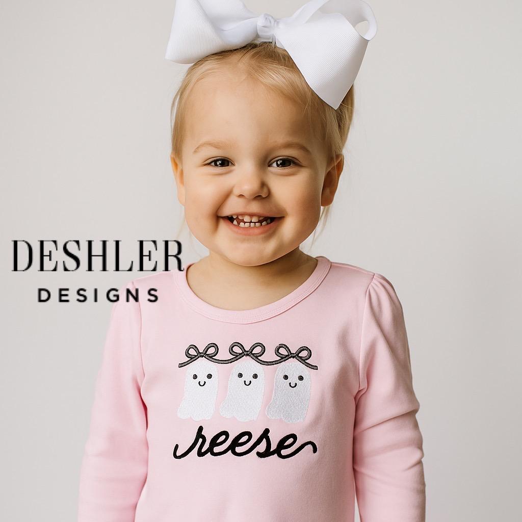 Pink Halloween Ghost Shirt with Bow