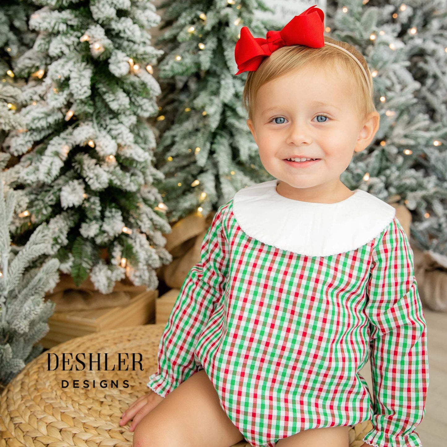 Baby Girls Plaid Christmas outfit ~ Girls Christmas Bishop Bubble