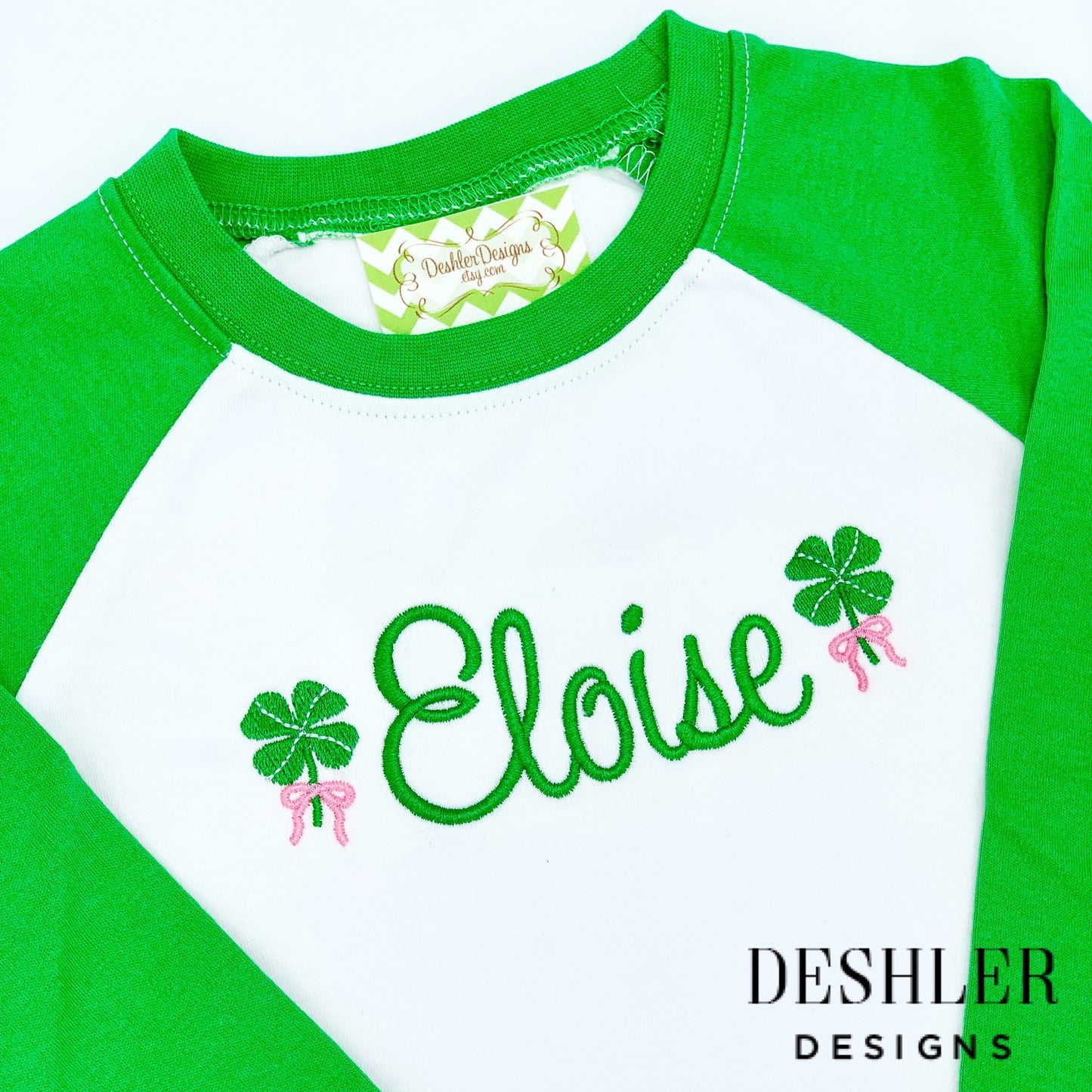 Girls St Patricks Day Shirt - Shamrocks with Bows