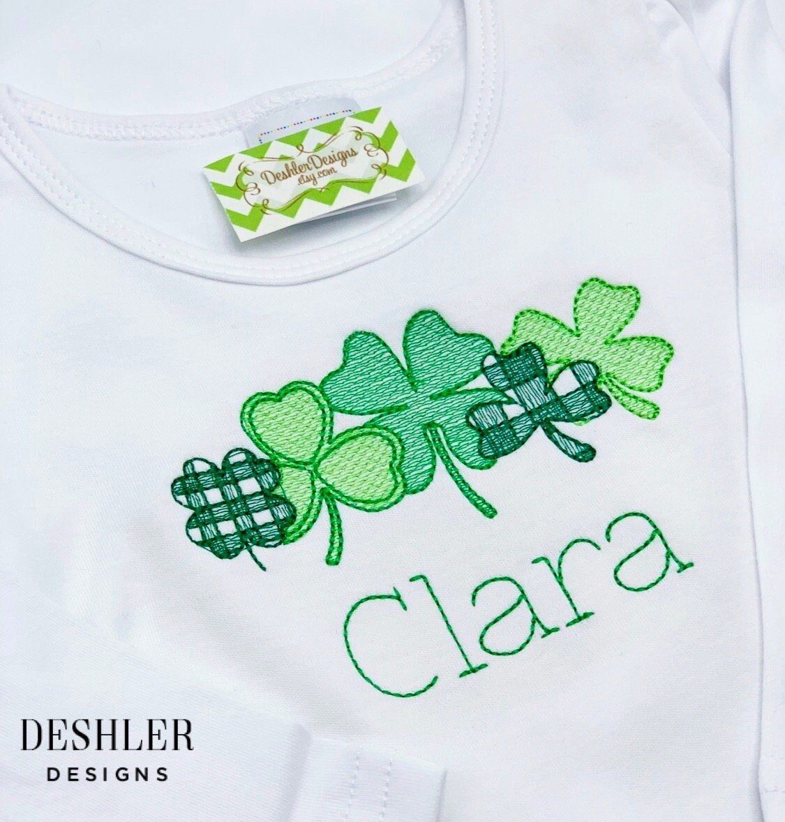 Monogram St Patricks Day Shirt - Shamrock Collage