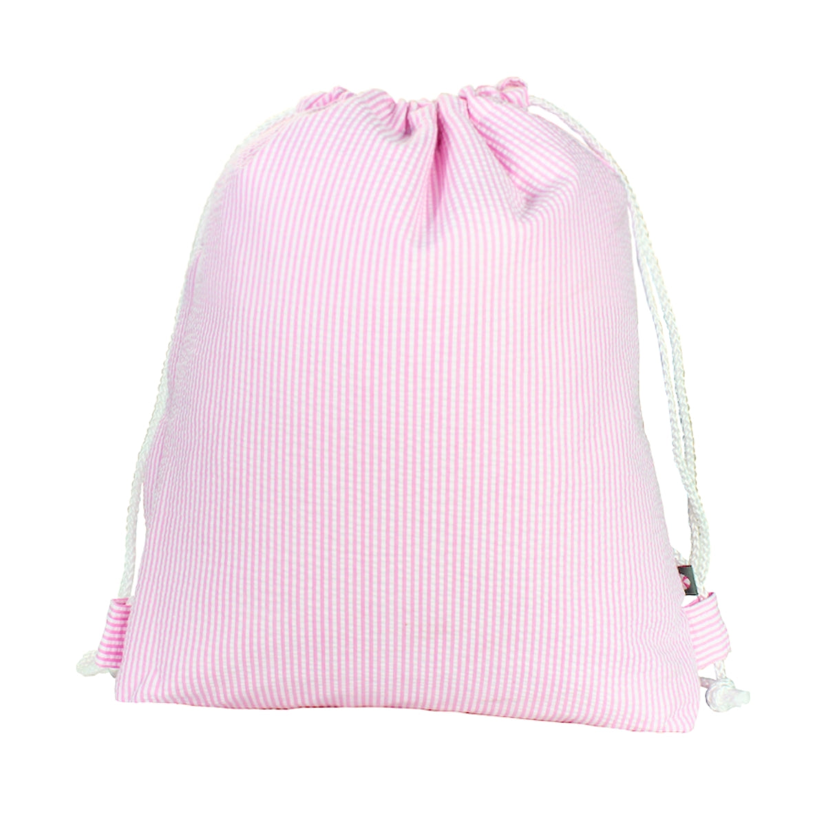 Pink Seersucker Drawstring Bag - Seersucker Sling Backpack