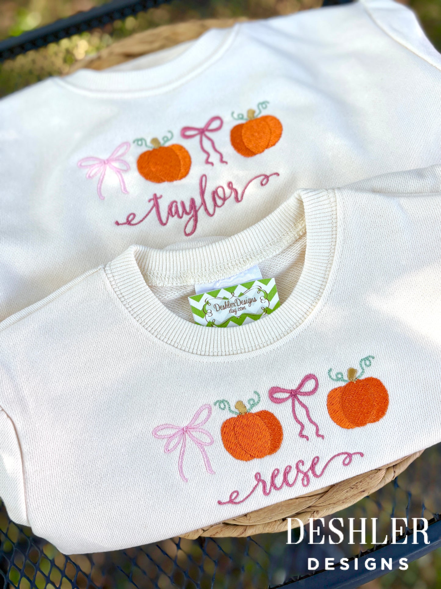 Girls Coquette Pumpkin Bow Fall Sweatshirt