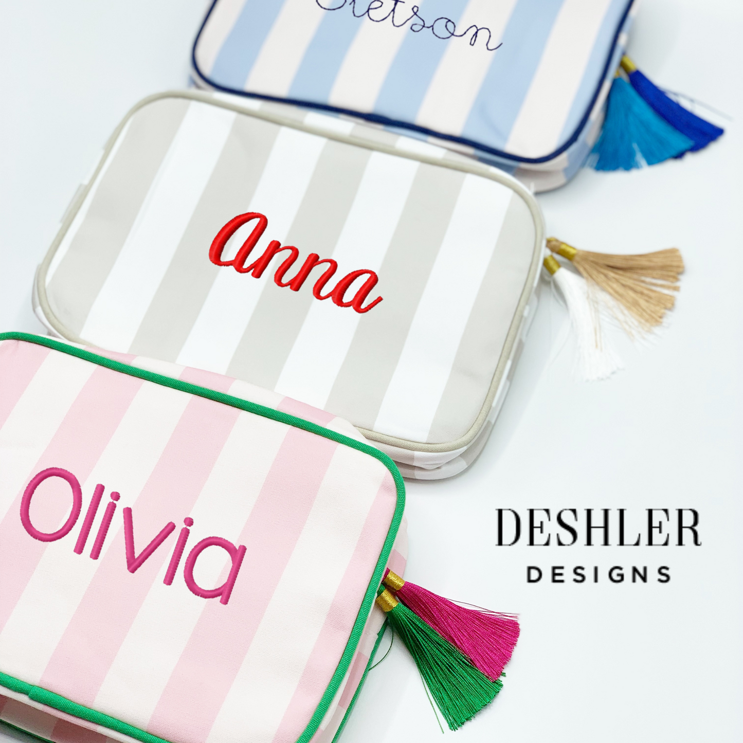 Striped Tassel Cosmetic Bag