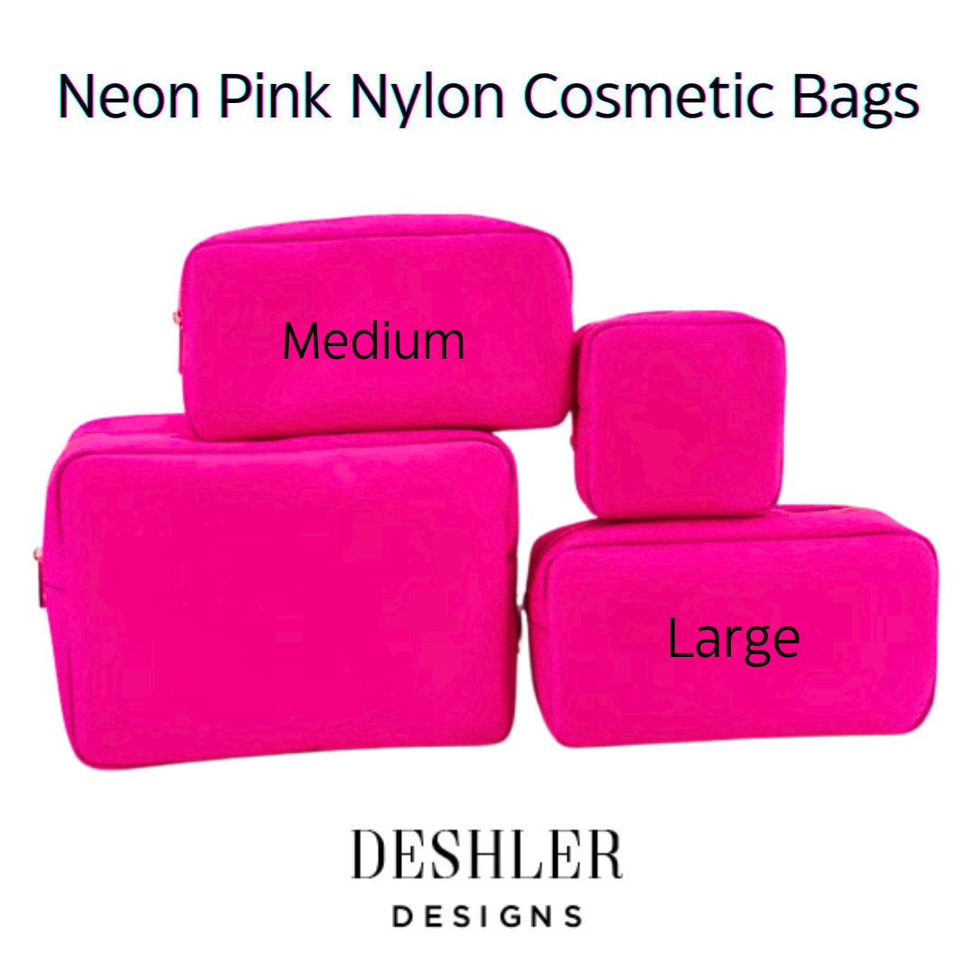 Solid Nylon Monogram Cosmetic Bags