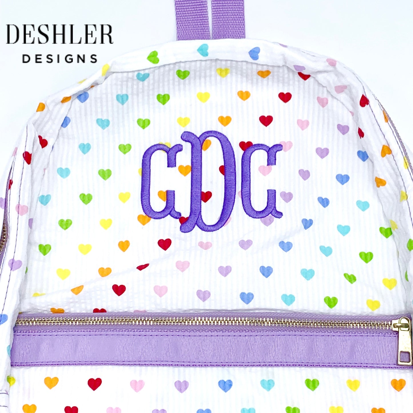 Tiny Hearts Seersucker Medium Backpack