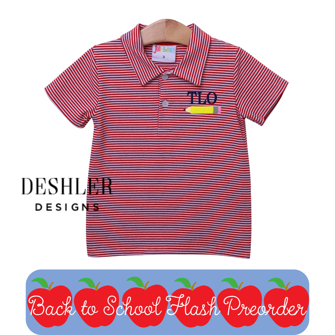 Boys Back to School Polo Shirt - Red Stripe