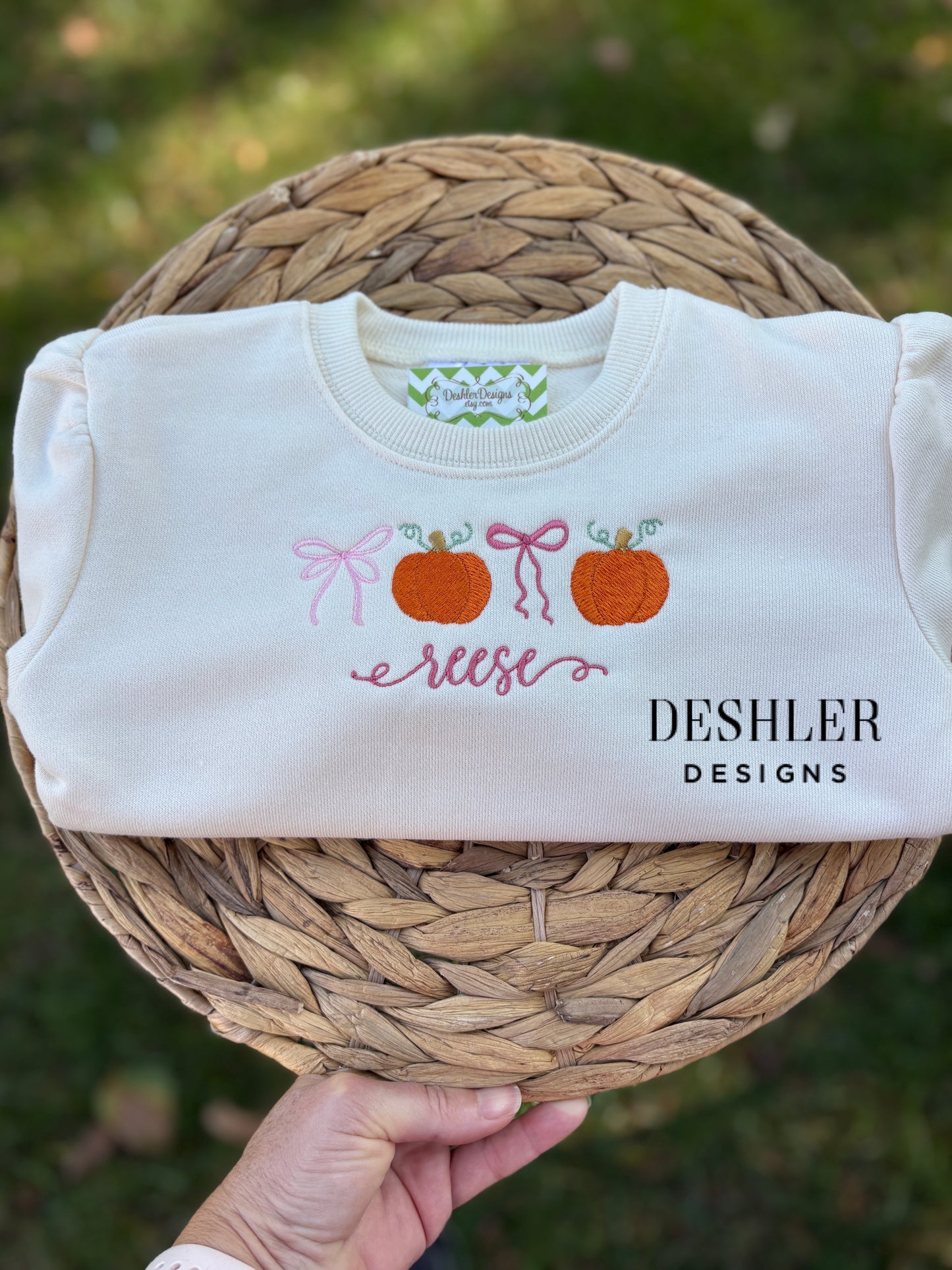 Girls Coquette Pumpkin Bow Fall Sweatshirt