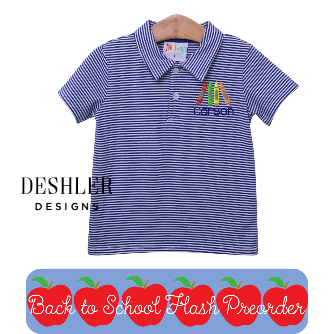 Boys Back to School Polo Shirt - Royal Blue Stripe