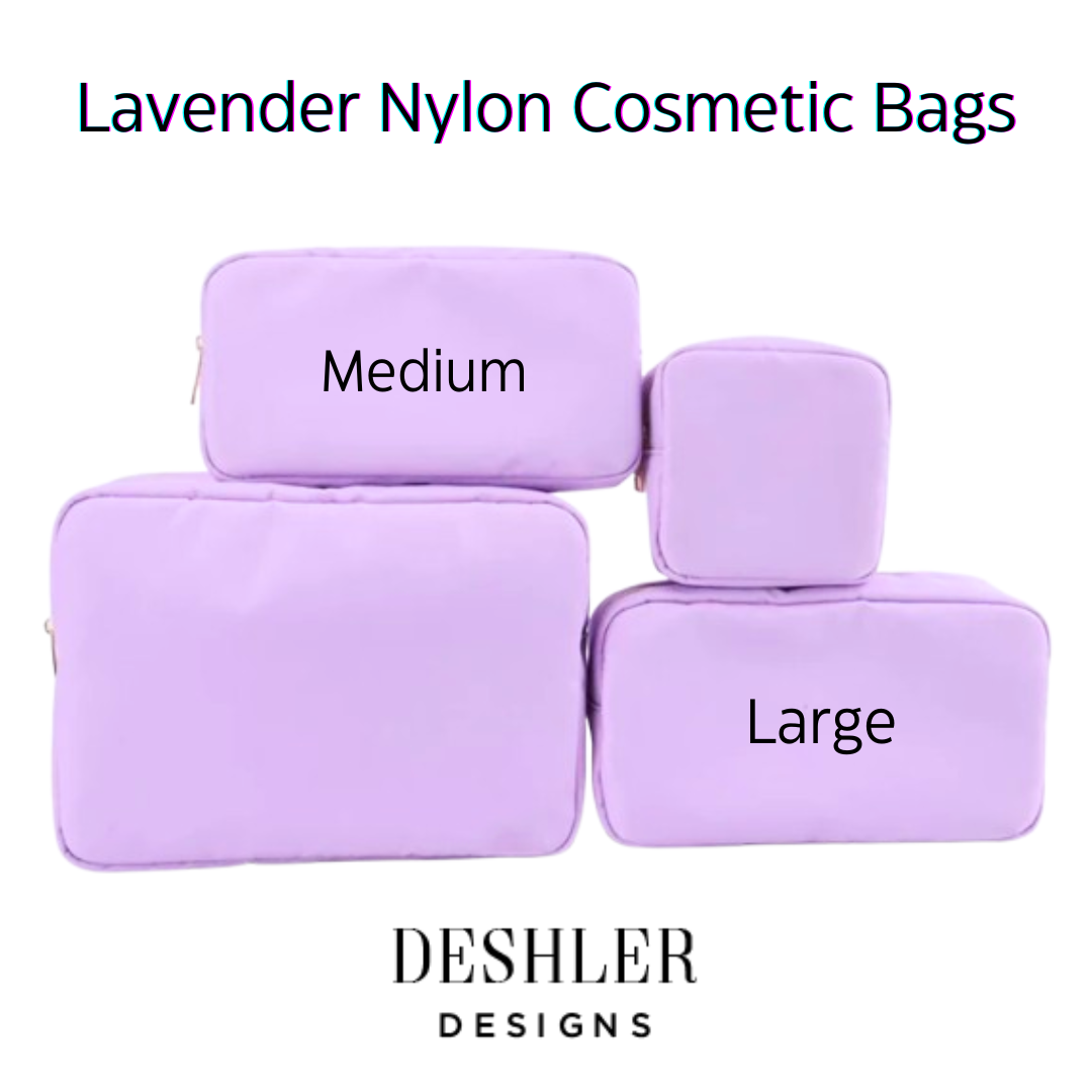 Solid Nylon Monogram Cosmetic Bags