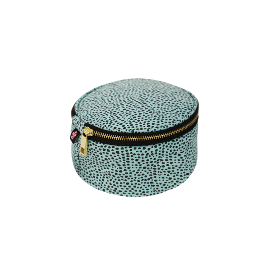 Aqua Cheetah Jewelry Case / Button Bag