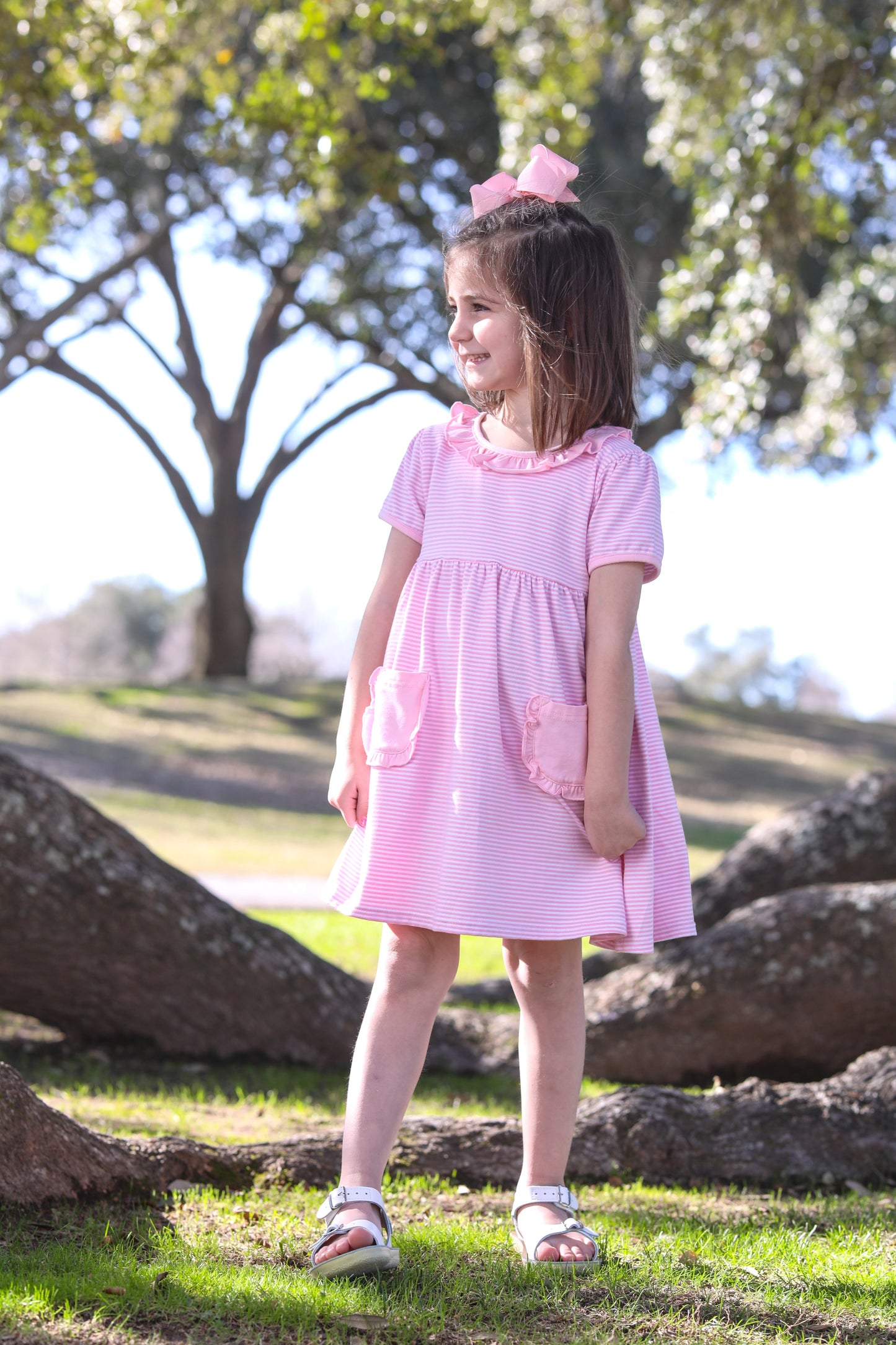 Eleanor Dress - Light Pink Stripe