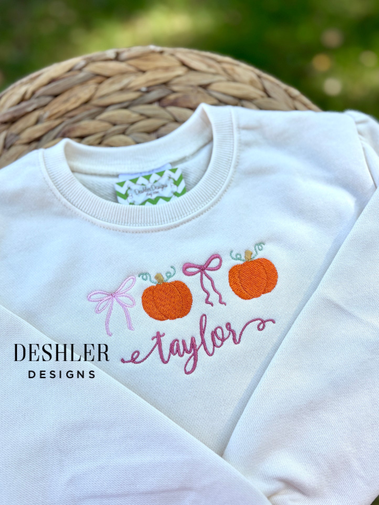 Girls Coquette Pumpkin Bow Fall Sweatshirt