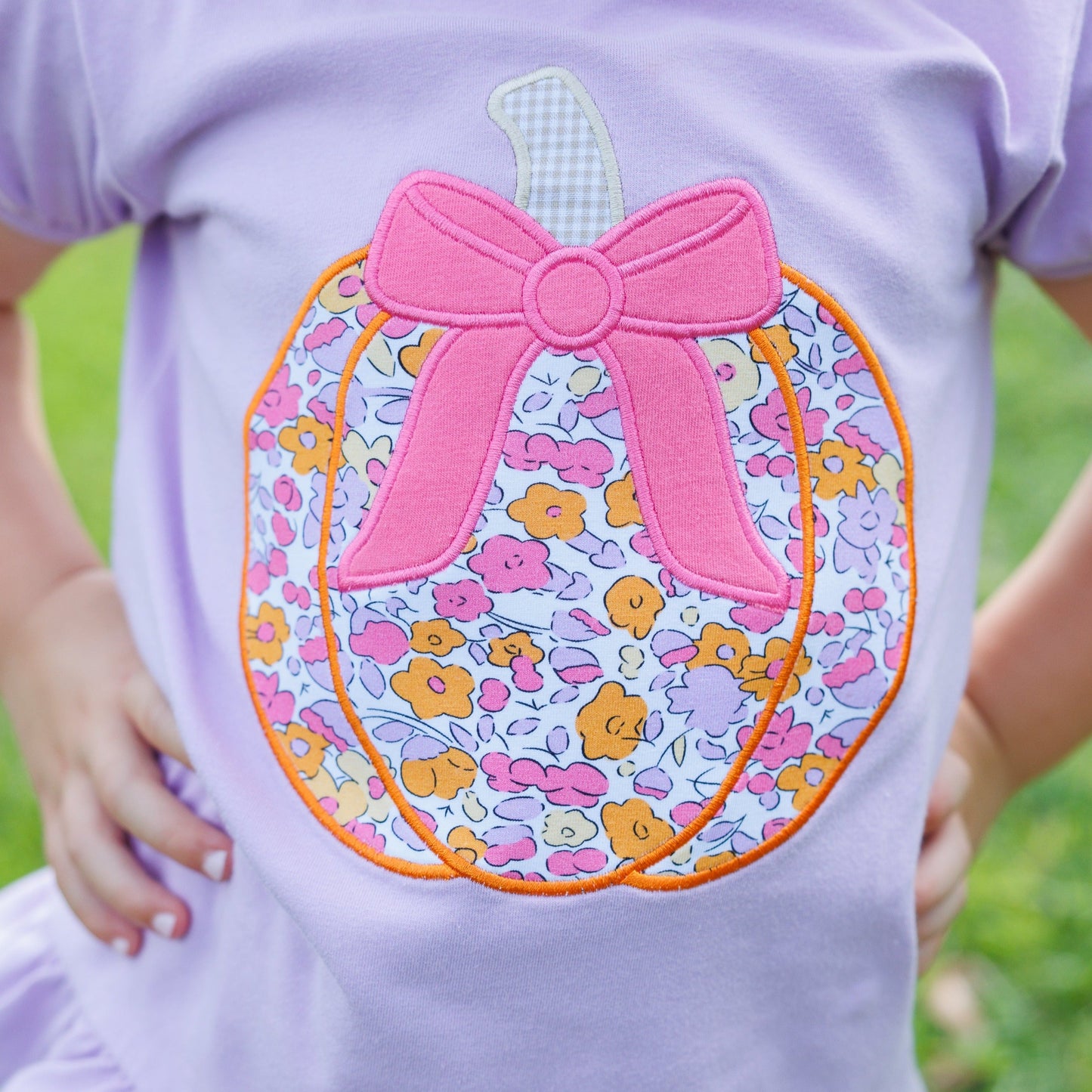 Fall Festival Floral Pumpkin Applique Short Set