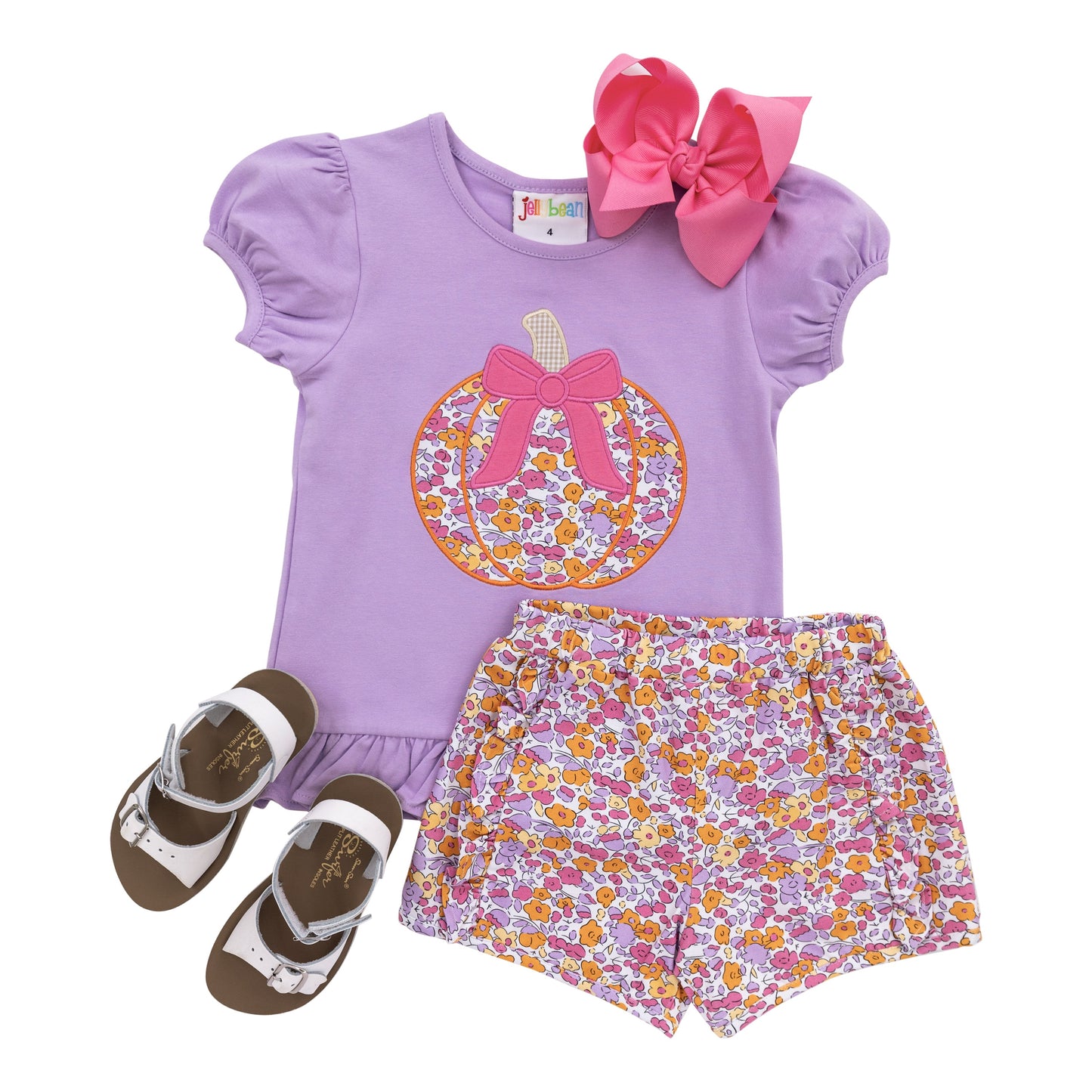 Fall Festival Floral Pumpkin Applique Short Set