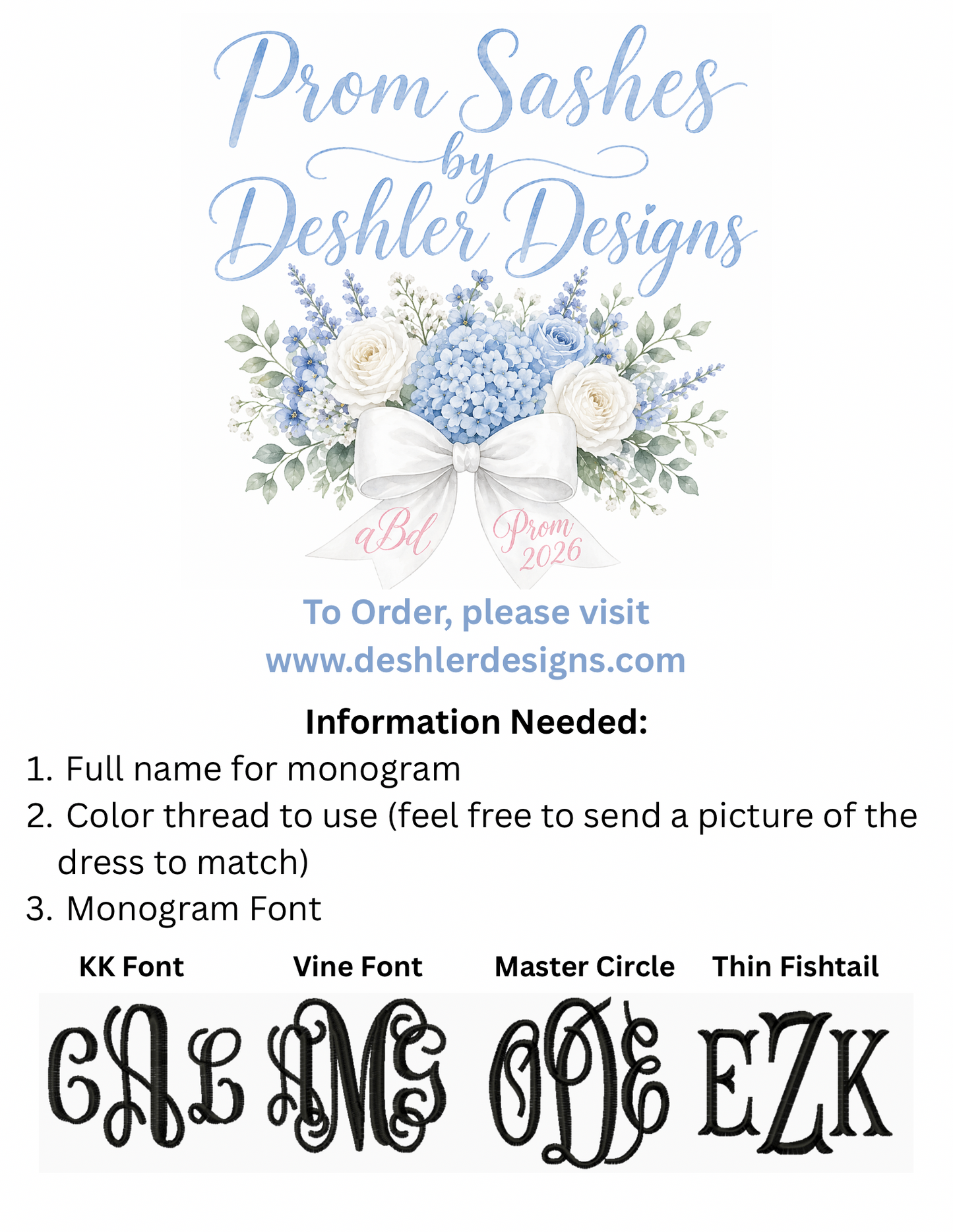 Embroidered Prom Sashes