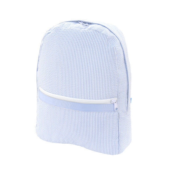 Light Blue Seersucker Medium Backpack