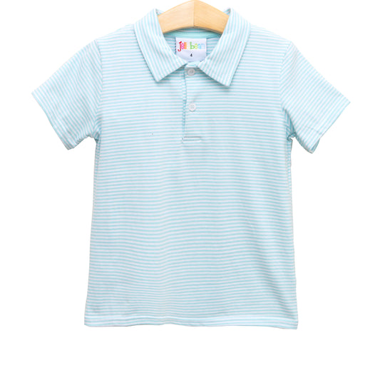 Boys Polo Shirt - Aqua Stripe