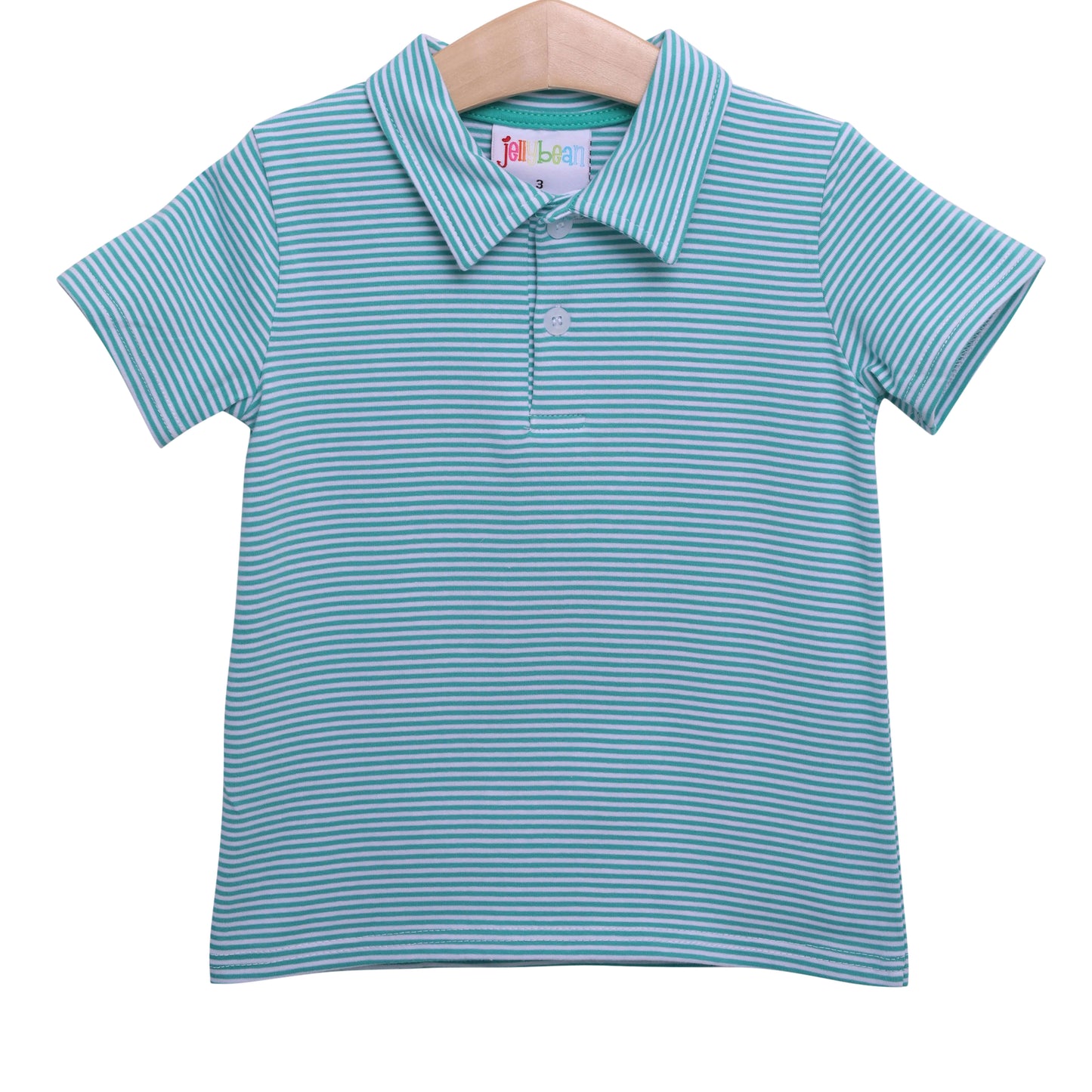 Boys Polo Shirt - Dark Mint Stripe