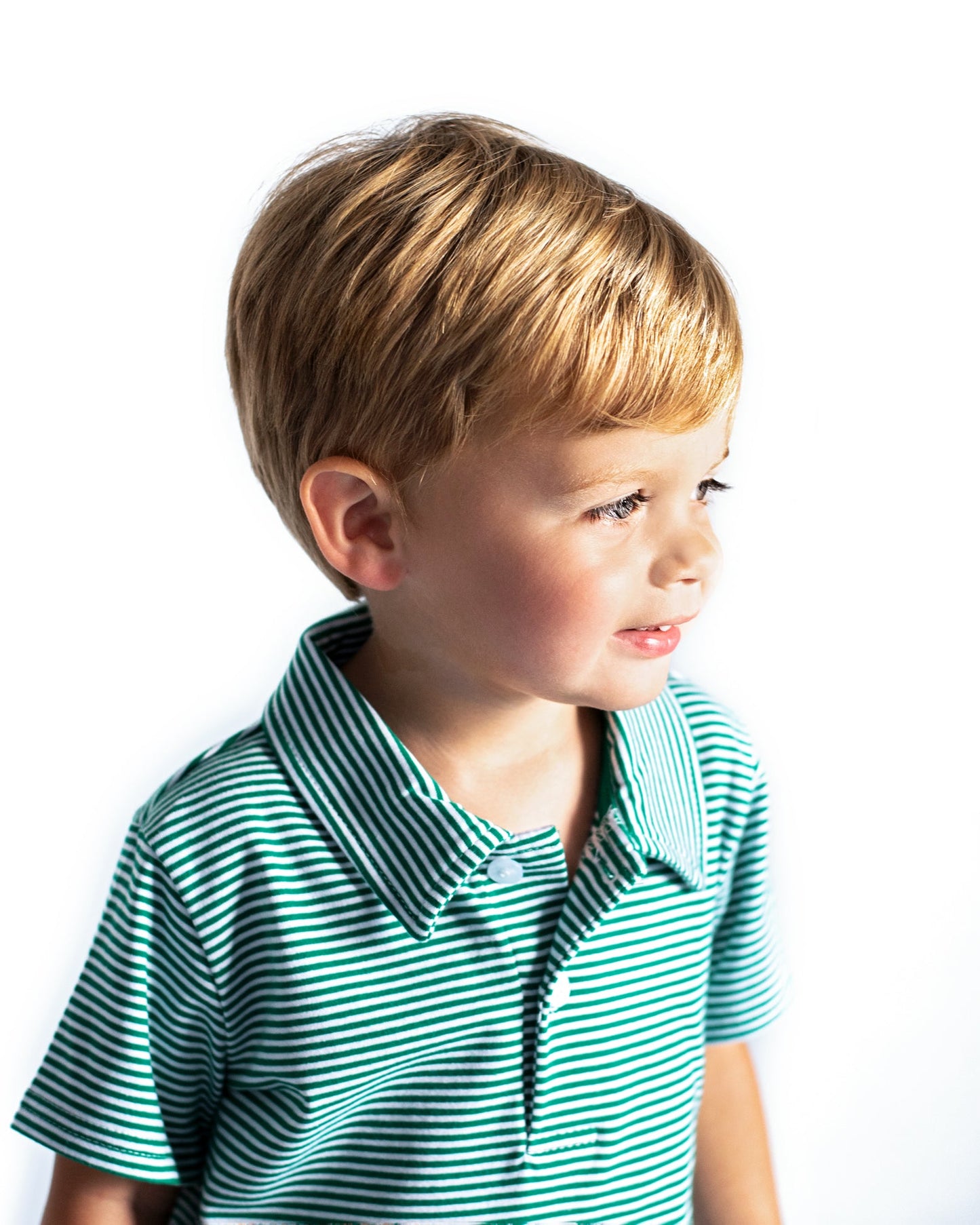 Boys Polo Shirt - Green Stripe