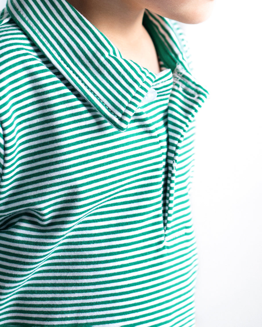 Boys Polo Shirt - Green Stripe