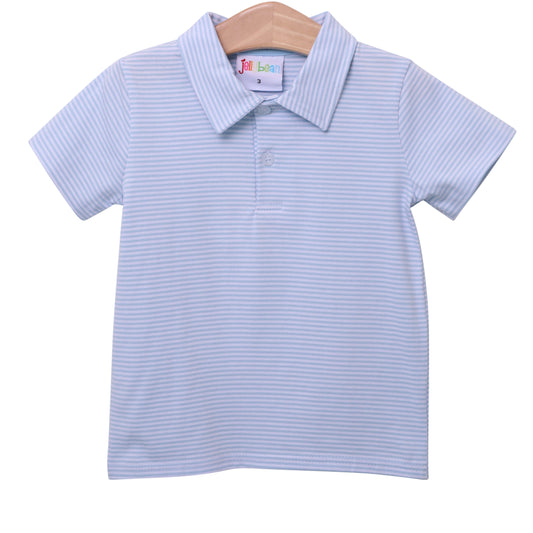 Boys Polo Shirt - Light Blue Stripe