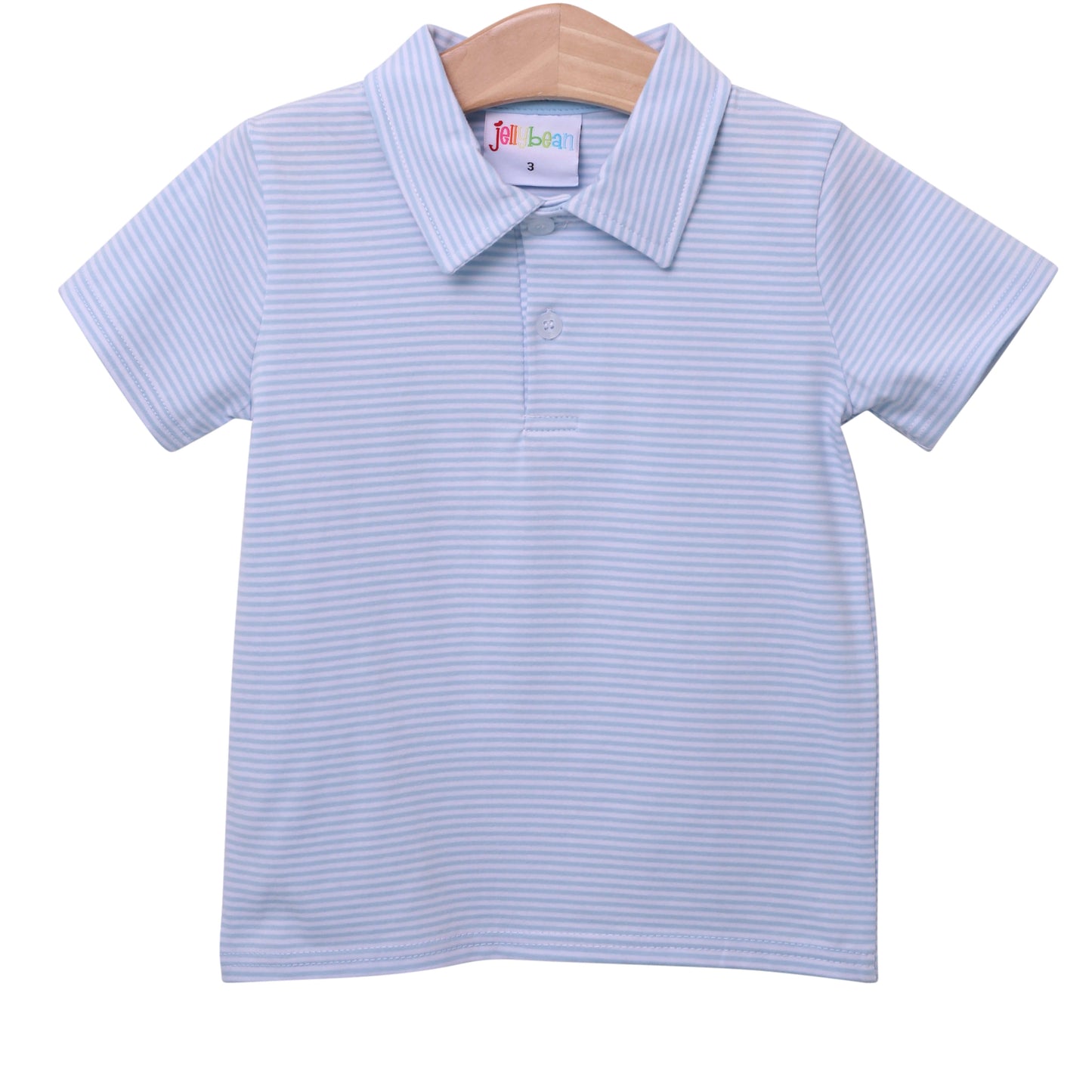 Boys Back to School Polo Shirt - Light Blue Stripe