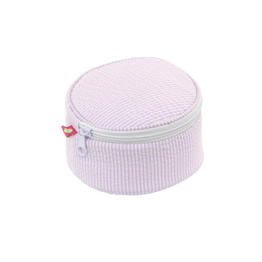Pink Seersucker Button Bag