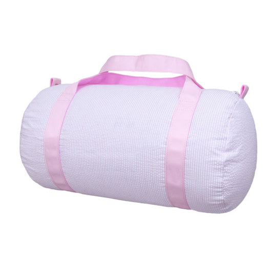 Pink Seersucker Medium Duffel Bag
