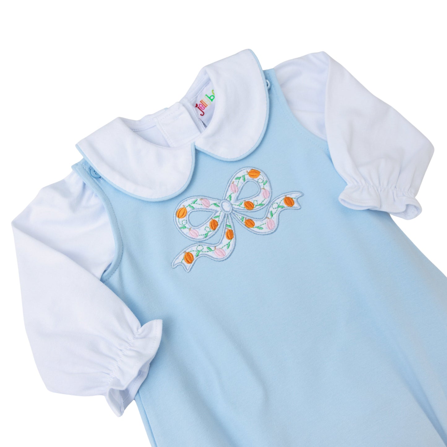 Pumpkin Bow Bubble Set with Peter Pan Collar Top