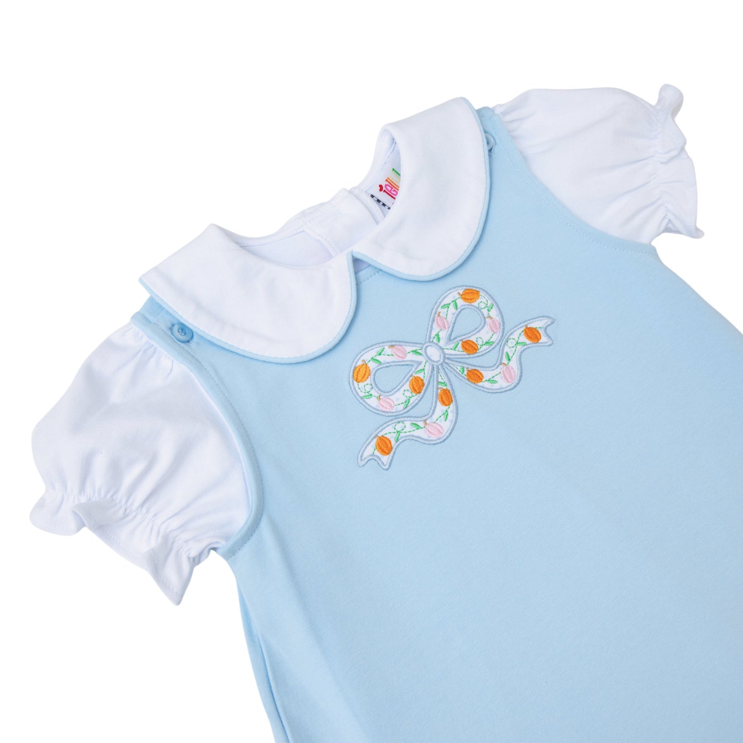 Pumpkin Bow Scallop Jumper Set with Peter Pan Collar Top