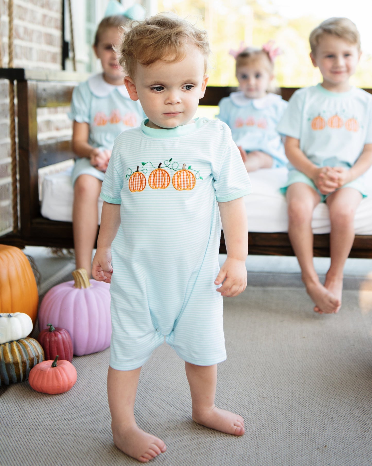 Pumpkin Trio Boys Romper