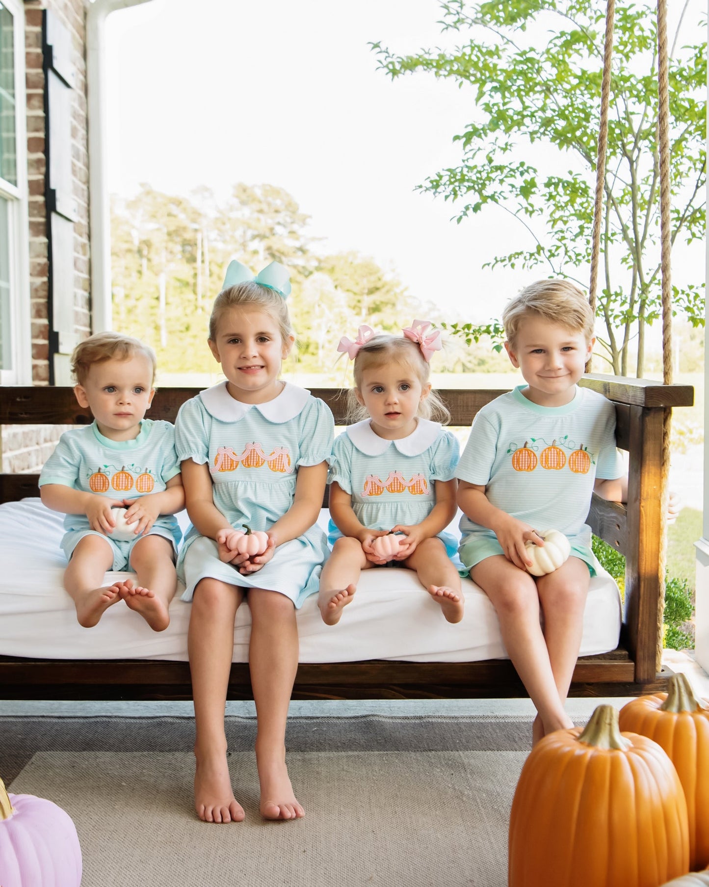 Pumpkin Trio Boys Romper