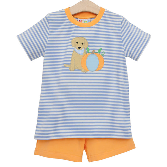 Boys Pumpkins and Paws Short Set