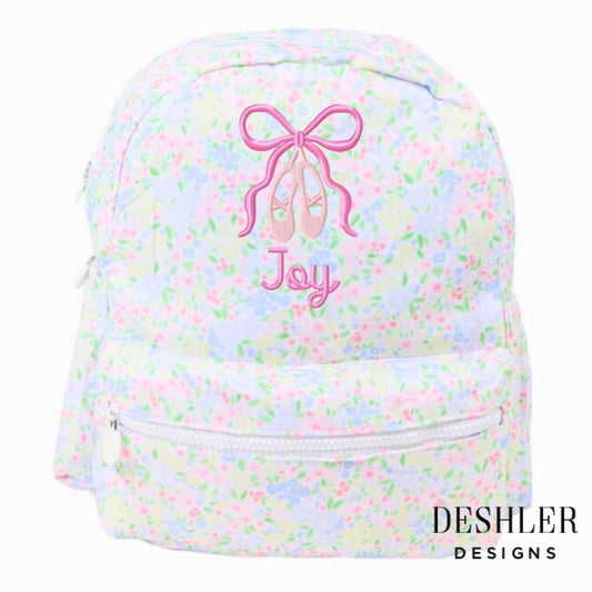 Ballet Backpack, Ballet Bag, Floral Backpack, Floral Bag, Monogram Ballet Bag, Monogram Ballet Backpack, Monogram floral backpack, ballet