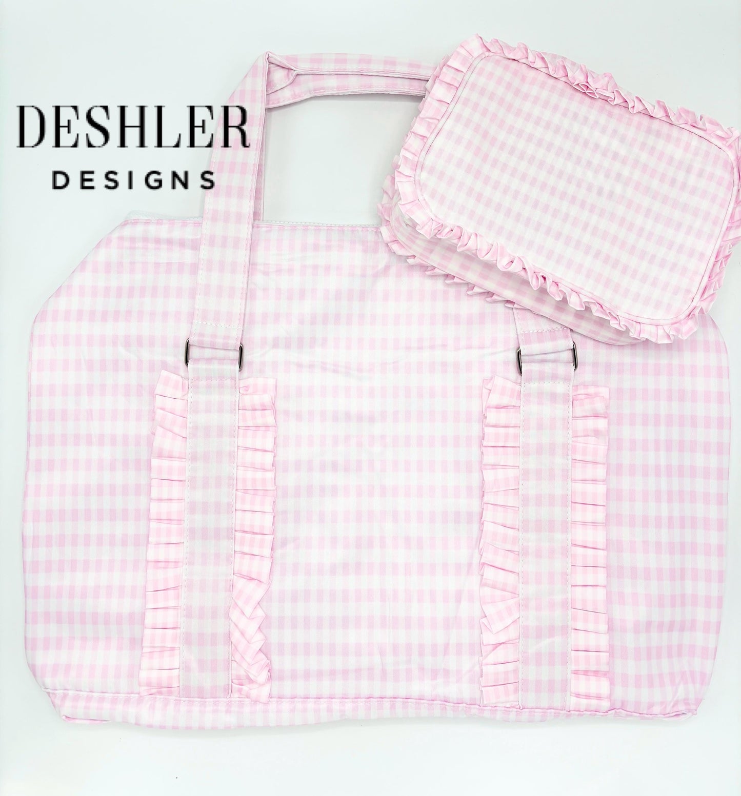 Pink Gingham Duffle Bag, Baby Girl Duffel Bag, Girls Monogram Overnight Bag, Baby girl luggage bag, girls Monogram Duffle, monogram duffel