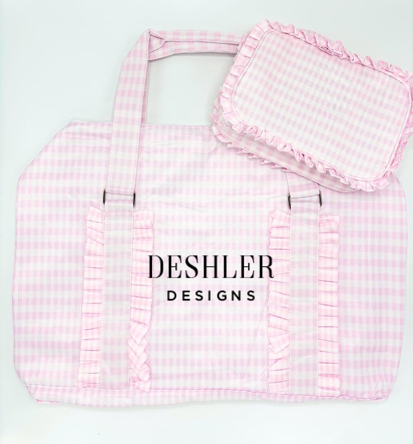 Pink Gingham Duffle Bag, Baby Girl Duffel Bag, Girls Monogram Overnight Bag, Baby girl luggage bag, girls Monogram Duffle, monogram duffel