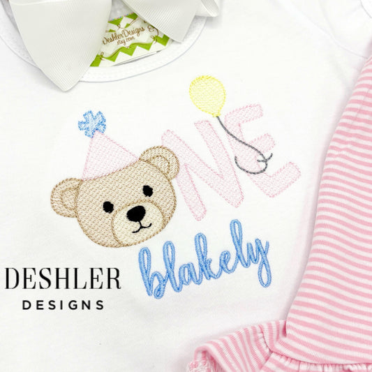 Girls Beary First Birthday Outfit