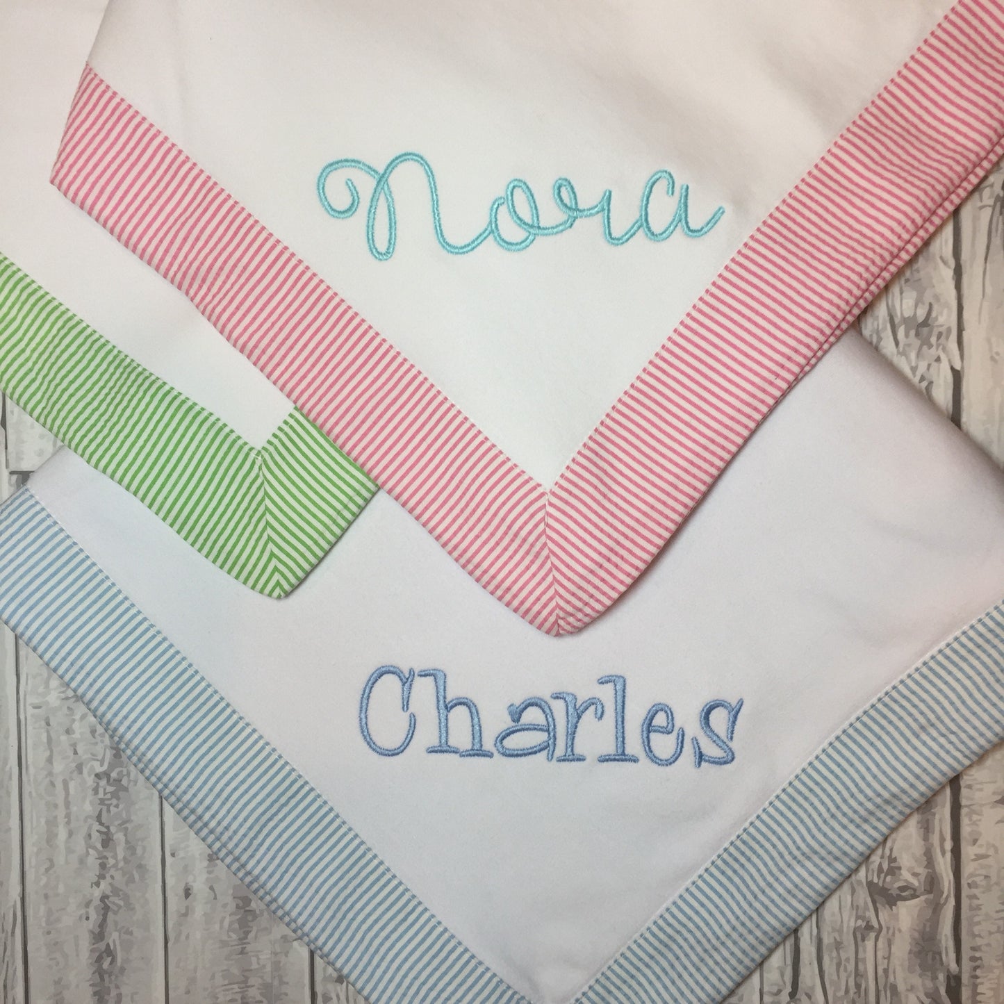 Seersucker baby blanket, Monogram baby blanket, baby blanket with name, personalized baby blanket, embroidered baby blanket, monogram baby