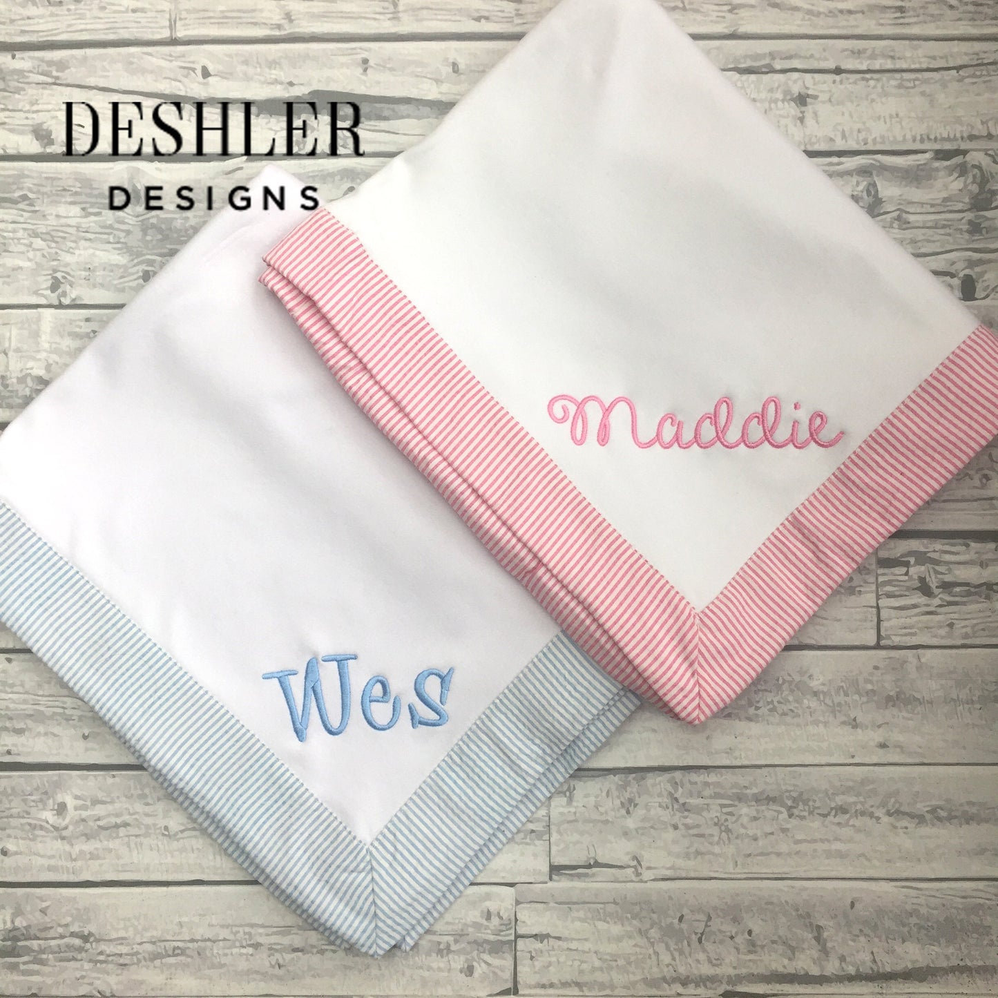 Seersucker baby blanket, Monogram baby blanket, baby blanket with name, personalized baby blanket, embroidered baby blanket, monogram baby