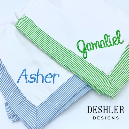 Seersucker baby blanket, Monogram baby blanket, baby blanket with name, personalized baby blanket, embroidered baby blanket, monogram baby