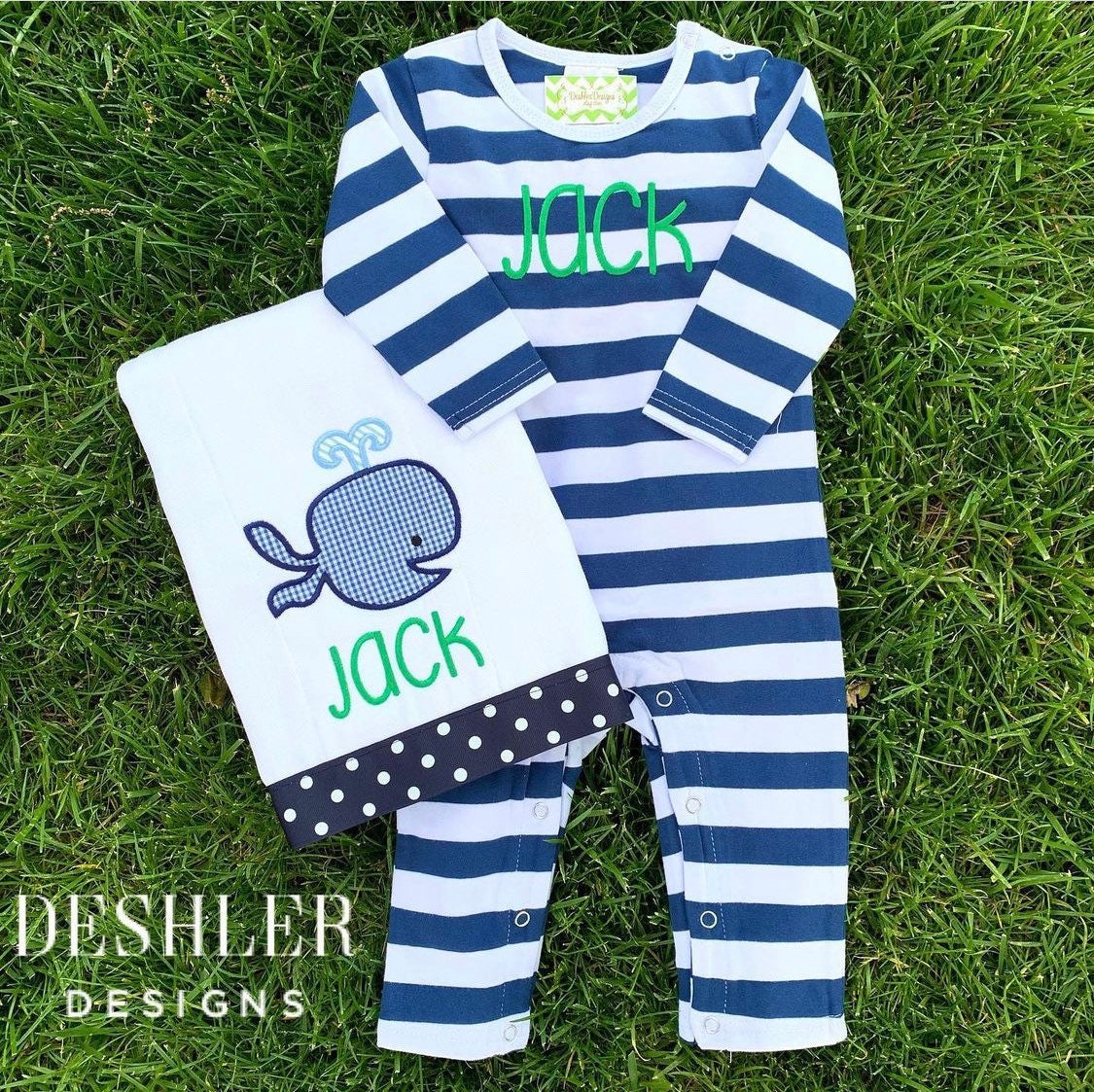 Romper + Burp Cloth Baby Boy Gift Set