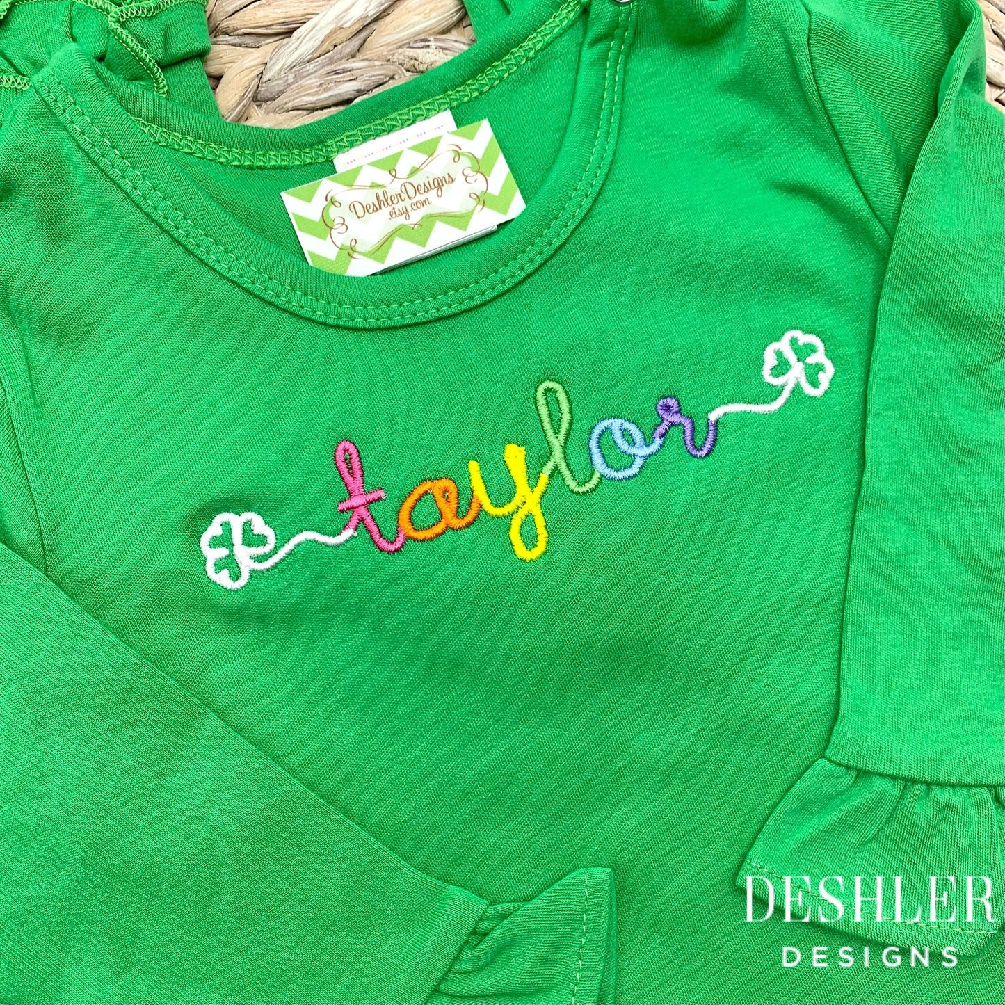 St. Patrick's Day Monogrammed Ruffle Rompers